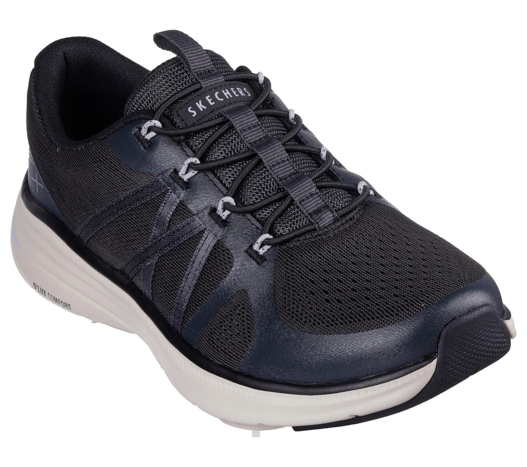 Skechers Women's D'Lux Comfort 2.0 Victory Slip-On Sneakers, Black Mesh/Lavender Trim, 3.5 UK