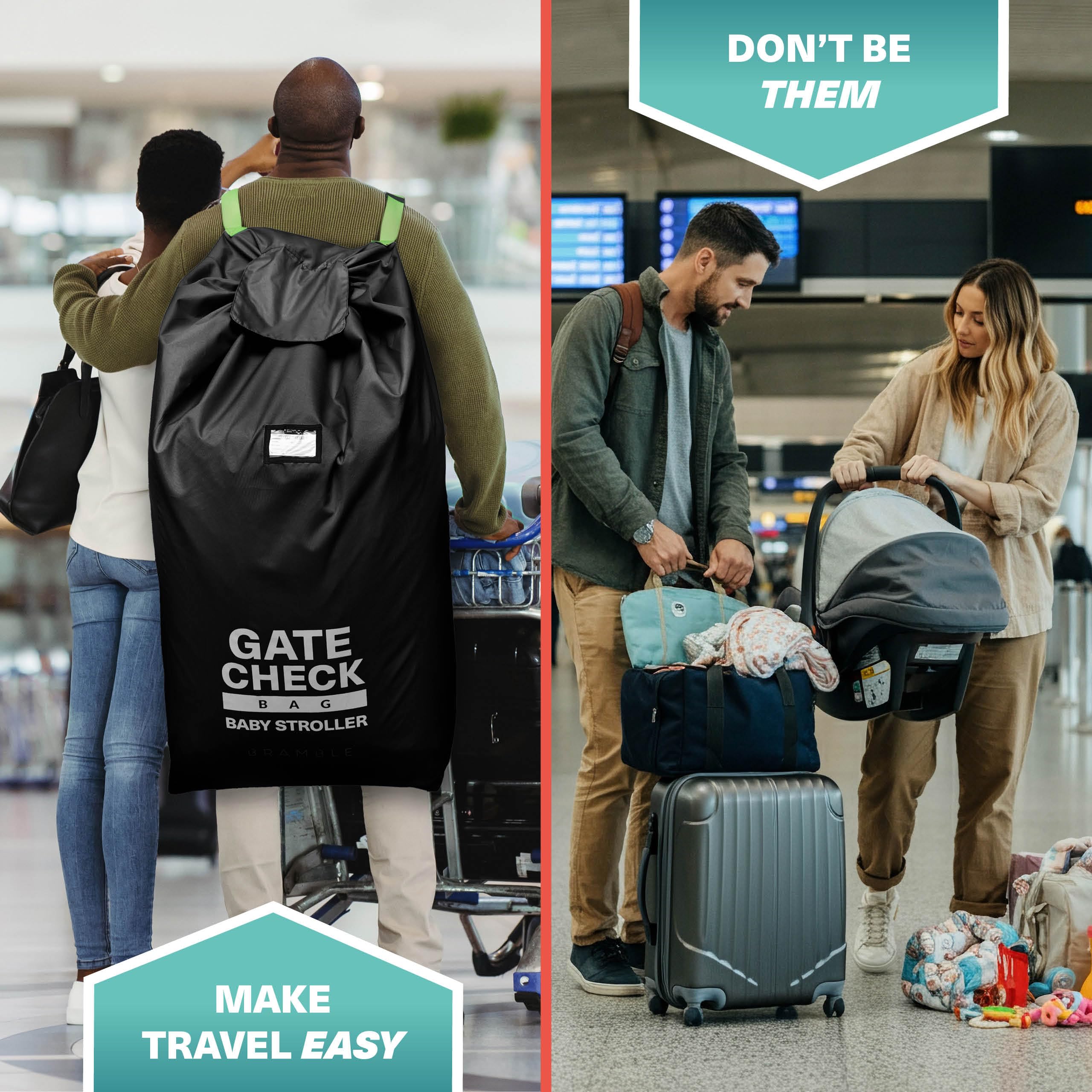 Bramble Large Stroller Bag for Airplane Travel Gate Check in Waterproof 116x53cm (Black), 116 x 53 x 36 cm - Image 4