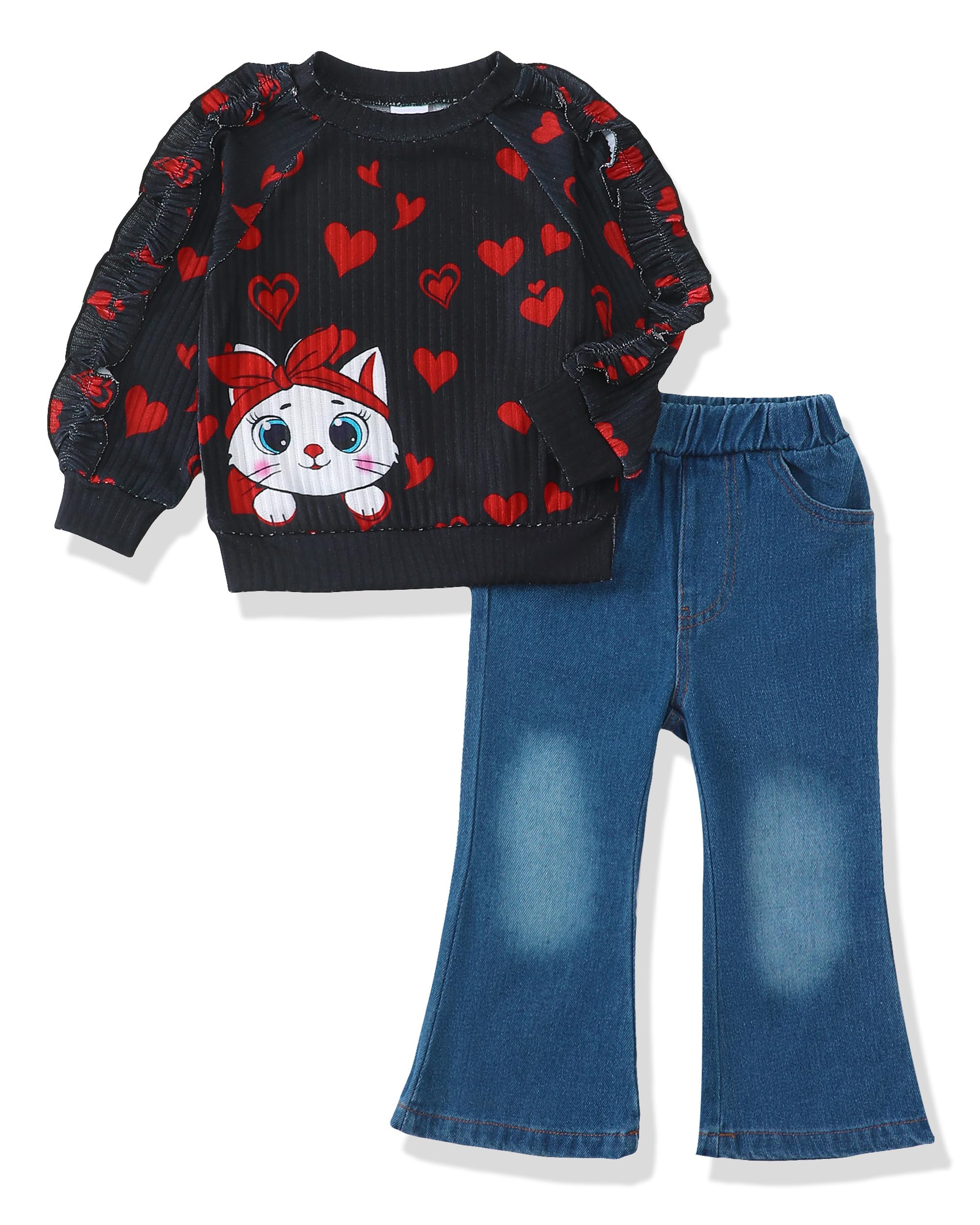 SODLON Baby Toddler Girl Clothes Sweatshirt Jeans Fall Winter Outfit 12M-5T