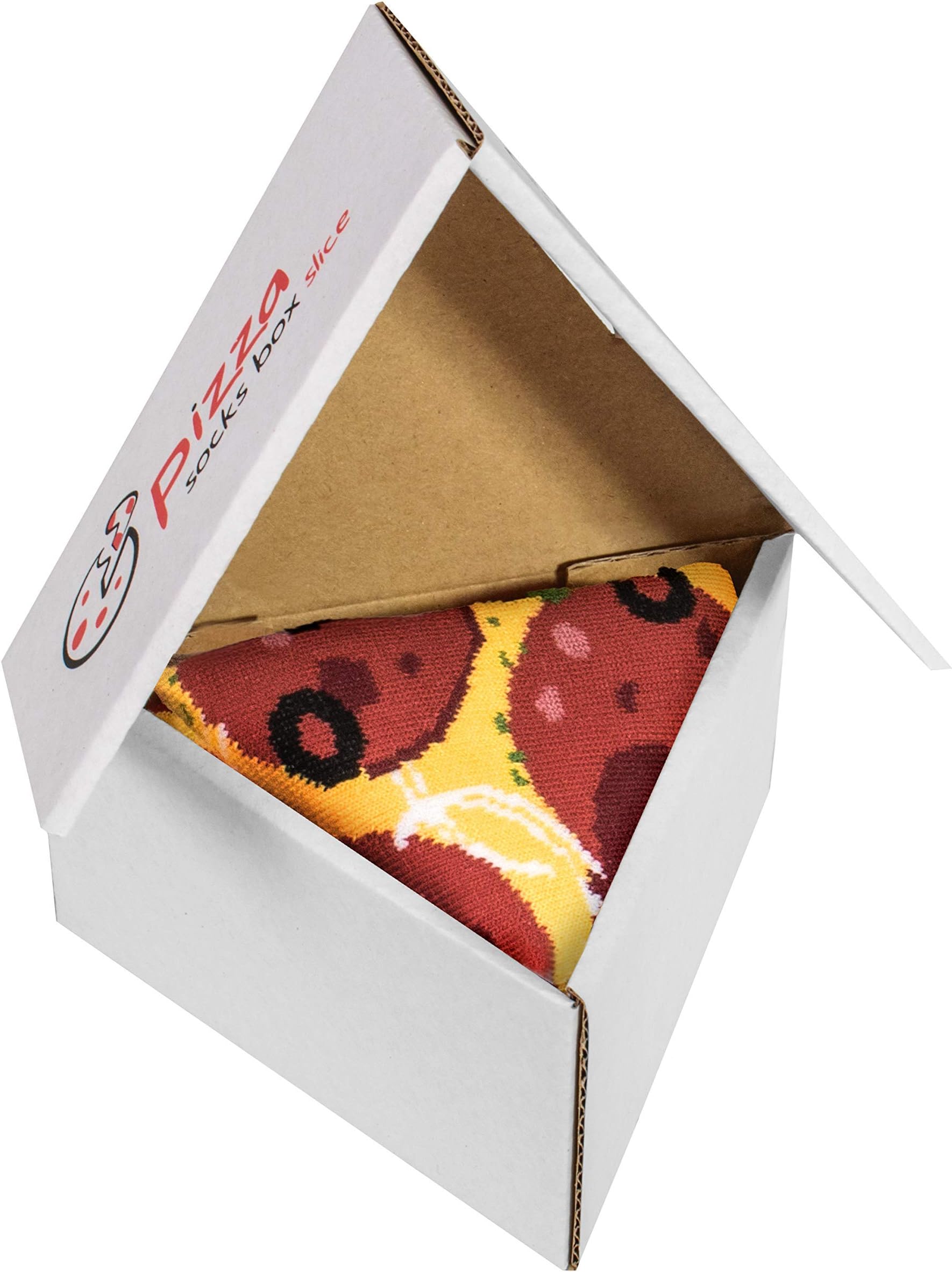 Pizza Slice Box Socks - Pepperoni 1 pair Cotton Socks Made In Europe Unisex Funny Gift!