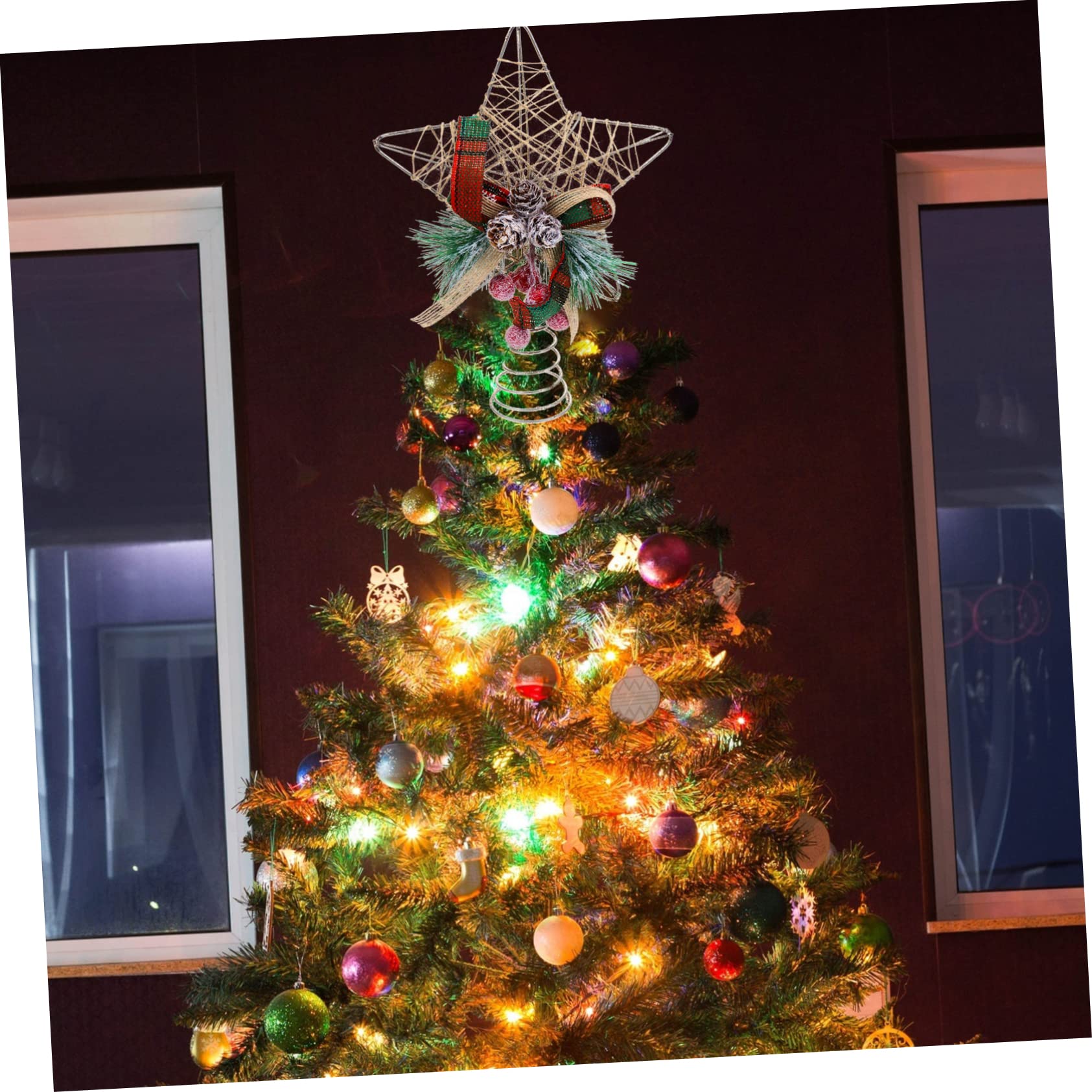 Cabilock 4 Stück weihnachtsbaumspitze Stern Party Lebkuchen Tür Engel Christbaumspitze Weihnachtsstern anhänger spriegel anhänger zurrösen ortgang Weihnachtsschmuck Weihnachtsanhänger Stoff