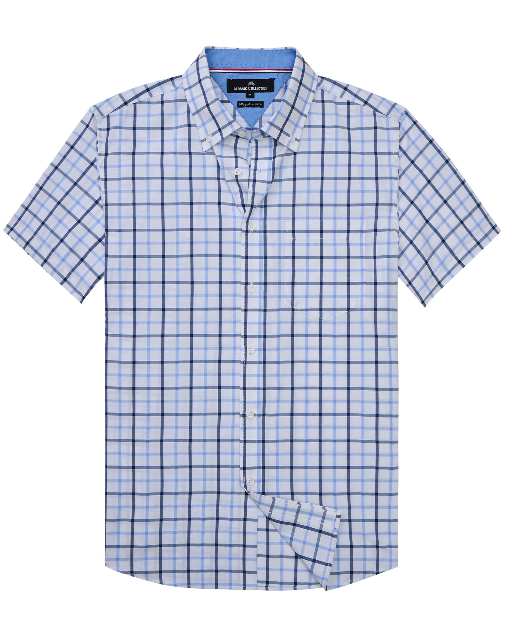 Alimens &amp; Gentle Plaid Mens Short Sleeve Button Down Shirts with Pocket