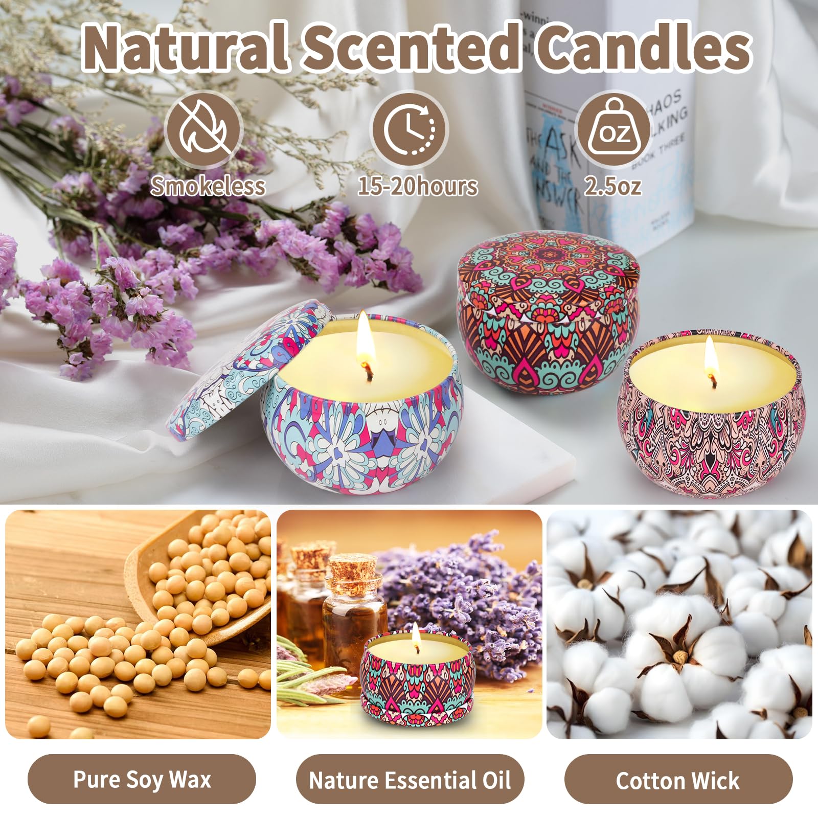 9 Duftkerzen Set Aus Sojawachs - 180h Brenndauer Mit 9 Düften Geschenk Für Frauen