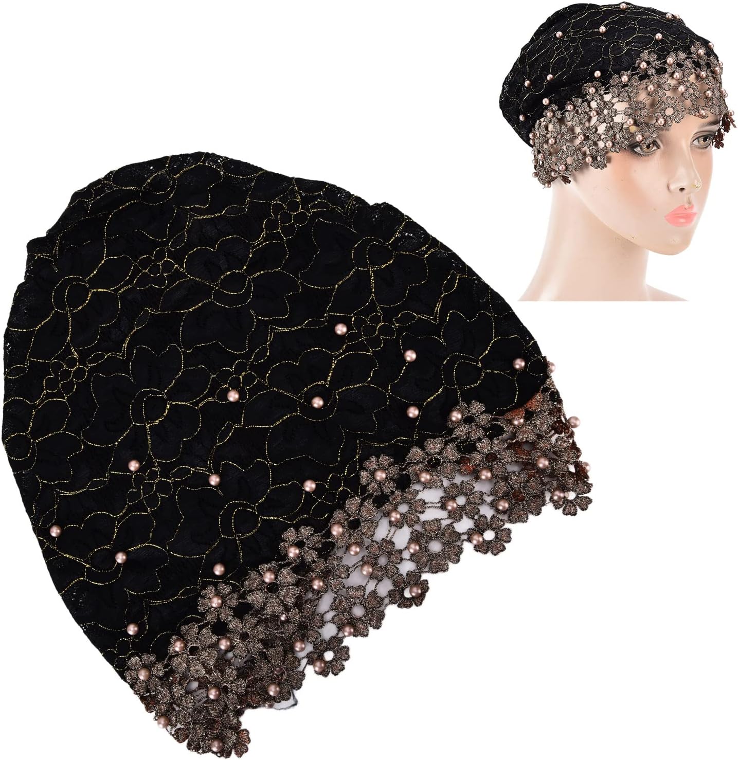 Turban Beaded Hat Wear Muslim Women Hat Decoration Gift Headscarf Hats Beautiful Shine Ornament Headwrap Clothing - Image 4