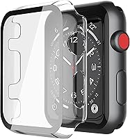 Vista 53 de Misxi - Juego de 2 fundas de policarbonato con protector de pantalla de vidrio templado compatible con Apple Watch Series 3 y Series 2 de 38mm