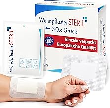 Sterile Wound Plasters, 8 x 10 cm, Pack of 30 Individually Packed, Self-Adhesive Wound Dressing with Absorbent Pad, Plaster for Sensitive Skin, Breathable and Wound Dressing (8 x 10 cm)