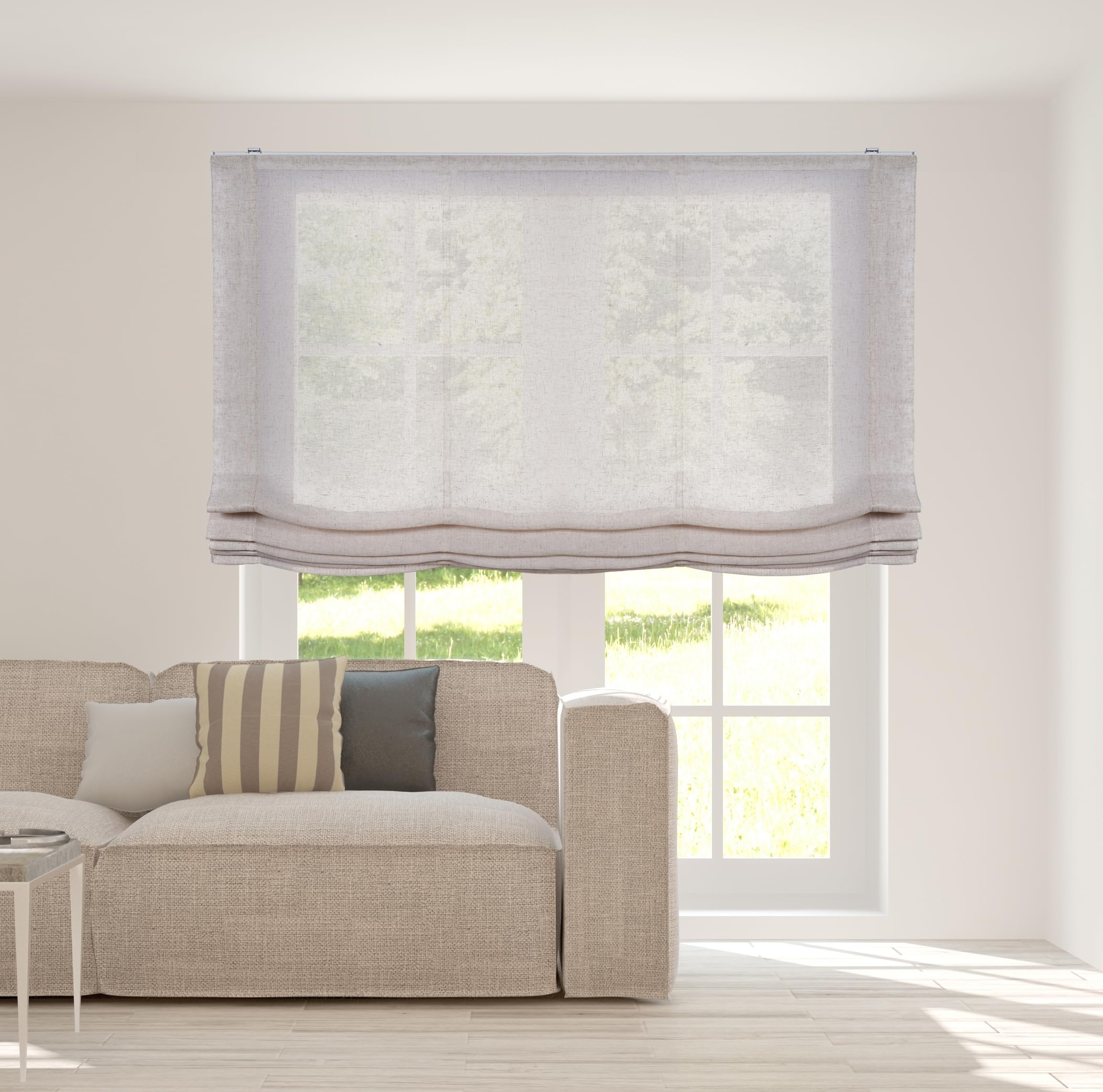 Estores Plegables Premium sin Varillas Estor Plegable Textil translucido en Interior Ventanas y Puertas Cortinas Paqueto con cadeneta STORESDECO Beige Premium 120 x 175 cm