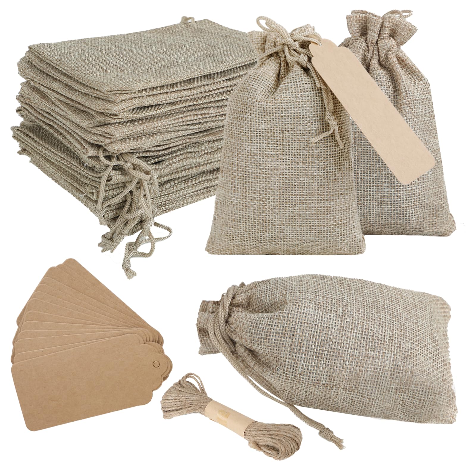 30 Sacchetti In Lino Con Coulisse 14x10cm - Per Bomboniere, Regali, Matrimoni E Feste - Foto 9