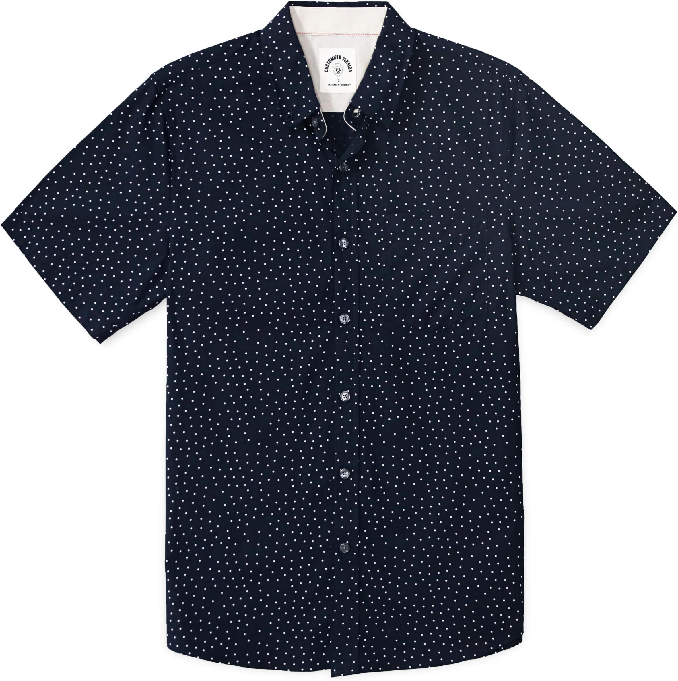 Dubinik® Mens Short Sleeve Button Down Shirts 100% Cotton Plaid Men's Casual Button-Down Shirts with Pocket