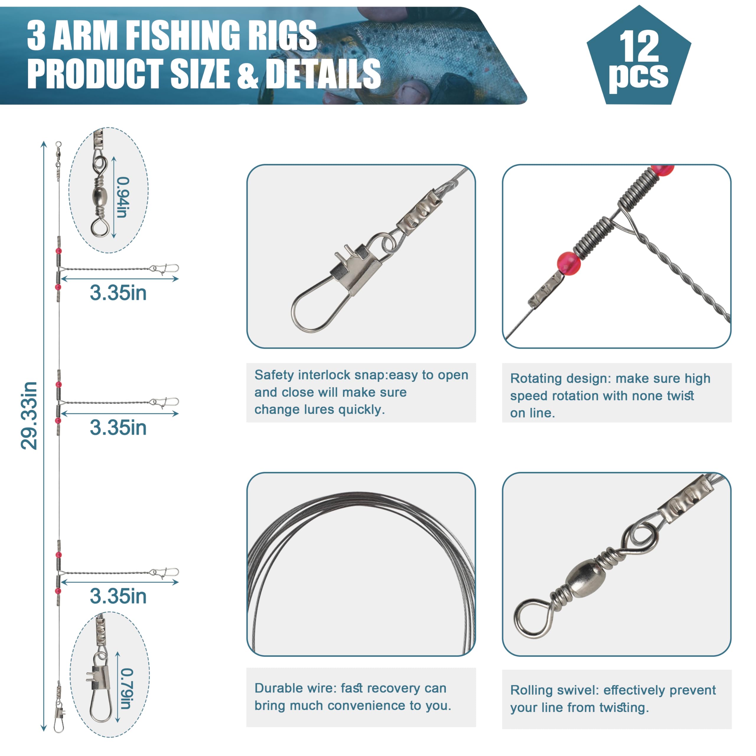 Kit d'accessoires de pêche en eau salée, 54 accessoires de pêche en forme de pyramide, de basses, de spoutnik, de pieuvre, de cercle, crochets en J et de perles pivotantes