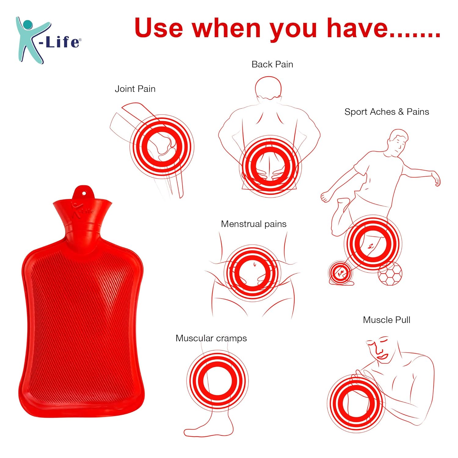 K-Life Leakes Proof Fat Rubber Non-Electrical 2L Hot Water Bag for Pen Relief (Red) K-Life Leakes Proof Fat Rubber Non-Electrical 2L Hot Water Bag for Pen Relief (Red)