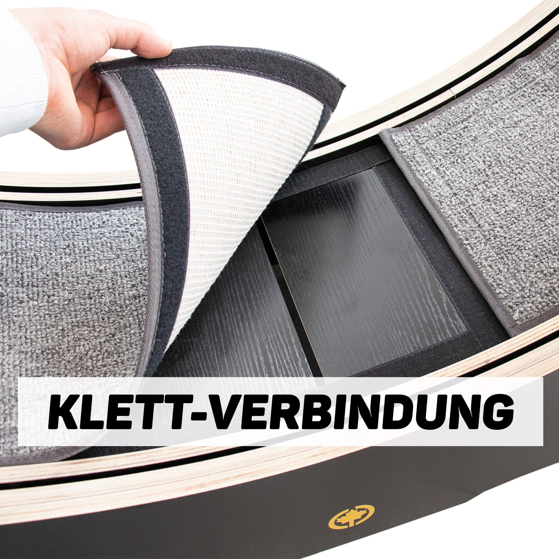 CanadianCat Company | Katzenlaufrad aus Holz - CatInMotion - Spiel- & Traininggerät für Katzen | Bausatz Schwarz - L Ø100cm | 110 x 36,5 x 115 cm