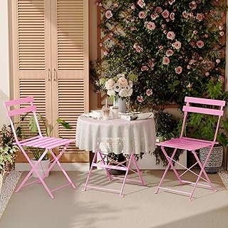 DEWINNER Bistroset 3-teilig, Gartenmöbel Set, Balkonmöbel, Bistrotisch mit 2 Stühlen