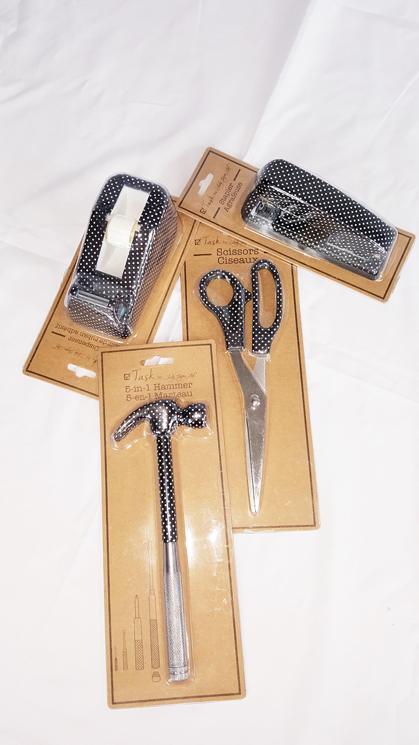 Scissors Stationary Set of 4 Black and White Polka Dot