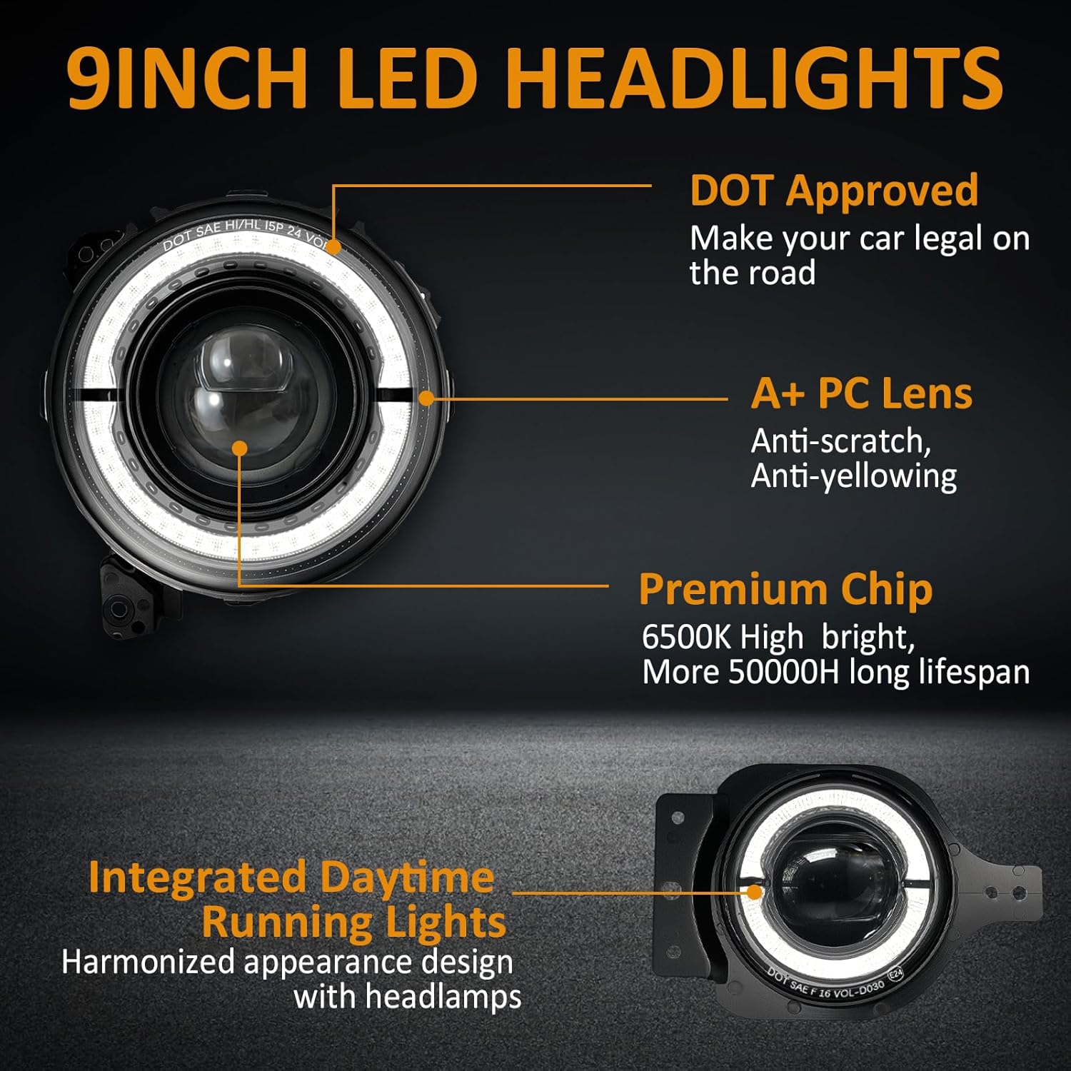9 Inch LED Headlights 9'' led JL Headlight Z-Shaped Halo DRL with Fog Lights Compatible for 2018-2025 Jeep Wrangler JL JLU Unlimited Sport Rubicon Sahara Gladiator JT DOT