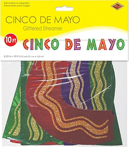 Miniatura 2 de Accesorio de fiesta con purpurina Cinco De Mayo Streamer (1 unidad) (1/paquete)