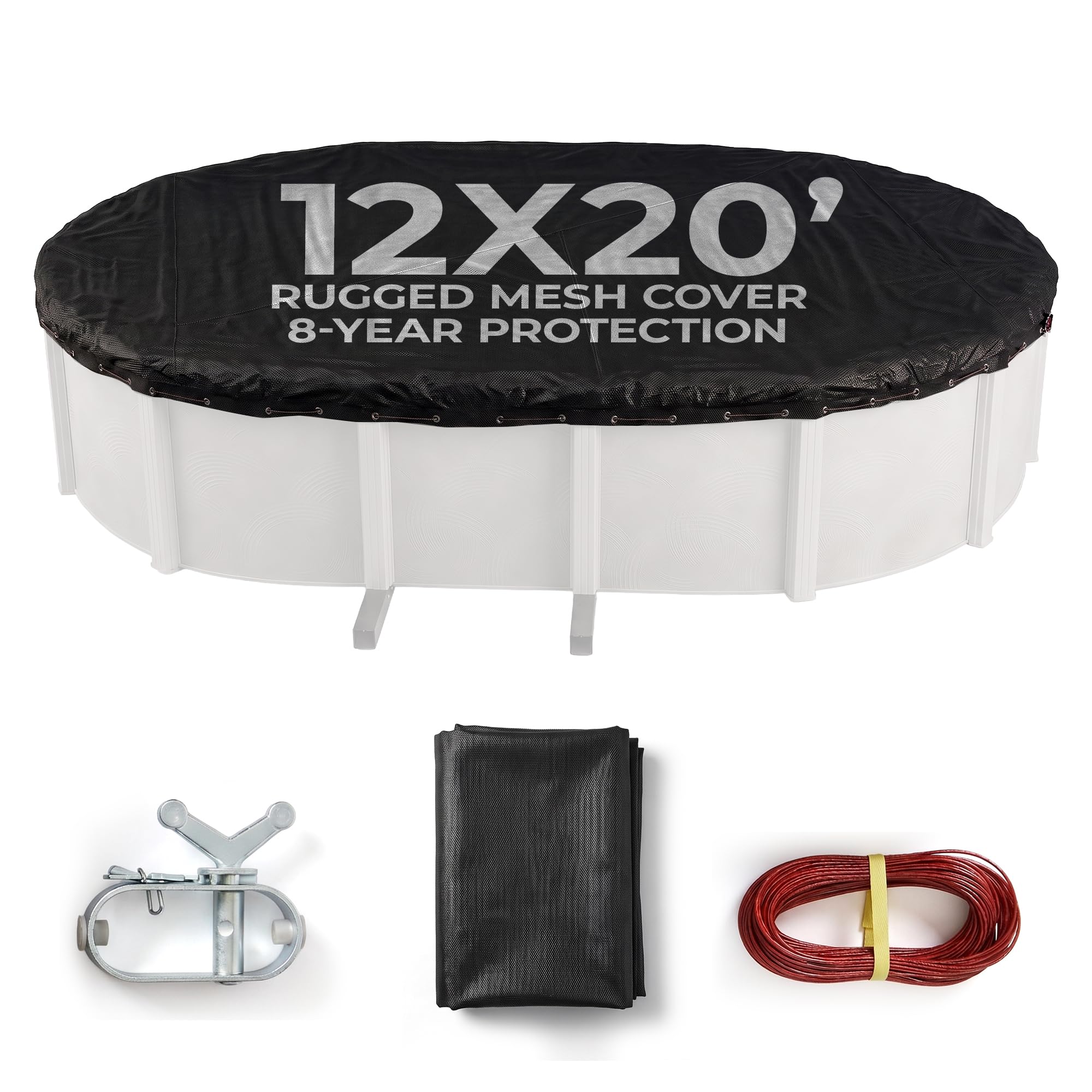 Blue Wave Oval 12-ft x 20-ft Rugged Mesh Above Ground Winter Pool Cover-image-15