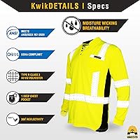Vista 6 de KwikSafety - Charlotte, NC - Camisas de seguridad de manga larga premium [cuello redondo, botón y cuello con cremallera] Clase 3 ANSI probado OSHA
