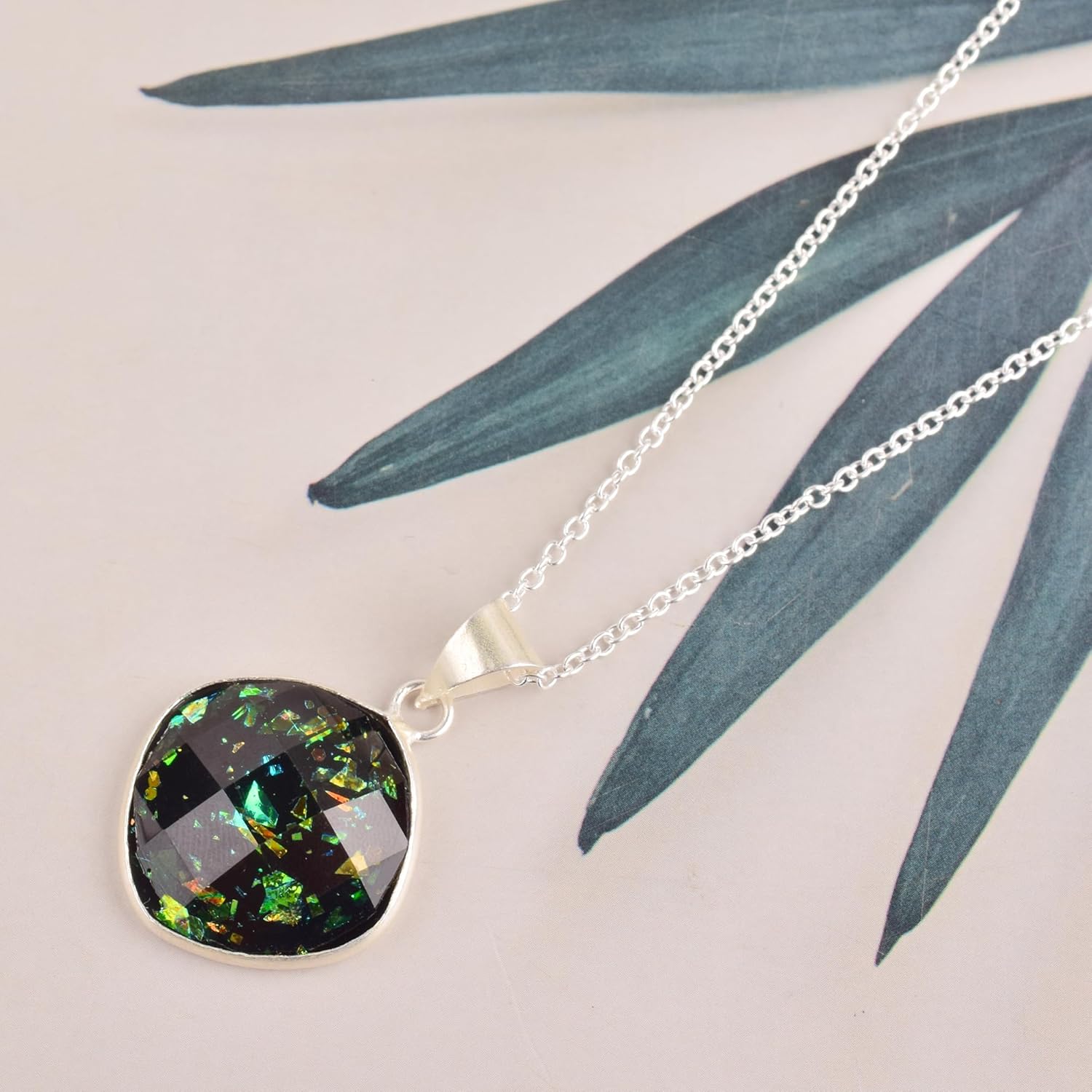 Black Opal Crystals Pendant Necklace, Dainty Women Jewelry, Energy Healing Crystals, Birthday, Gift for Her, Gemstone Jewelry (black opal) - Image 5