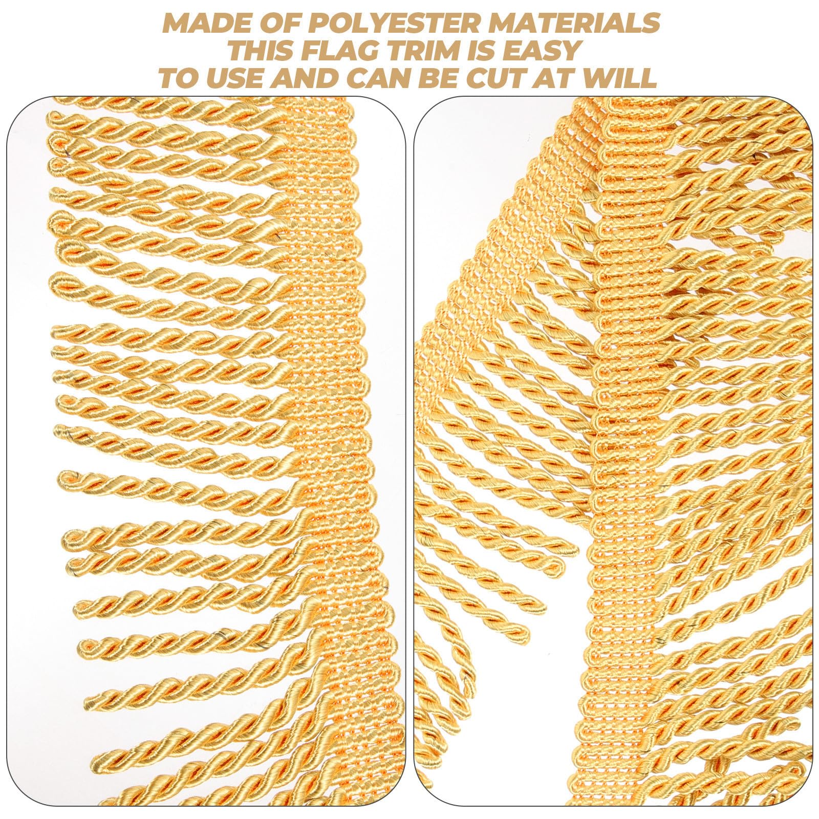 Große Goldene Quastenfransen aus Polyester für Selbstgemacht Dekoration und Vorhangherstellung Praktische und Zuschneidbare Randborte für Kissen und Sofakissen