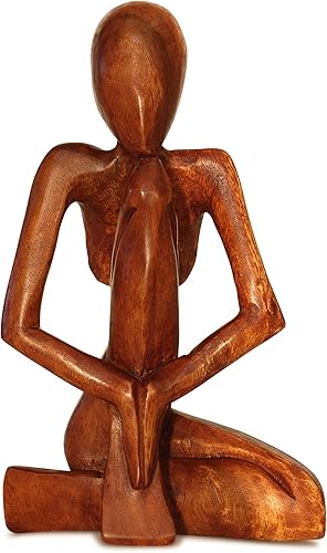G6 Collection Escultura abstracta de 12 pulgadas de madera hecha a mano - Hombre rezando - Estatua decoración del hogar figura decorativa decorativa