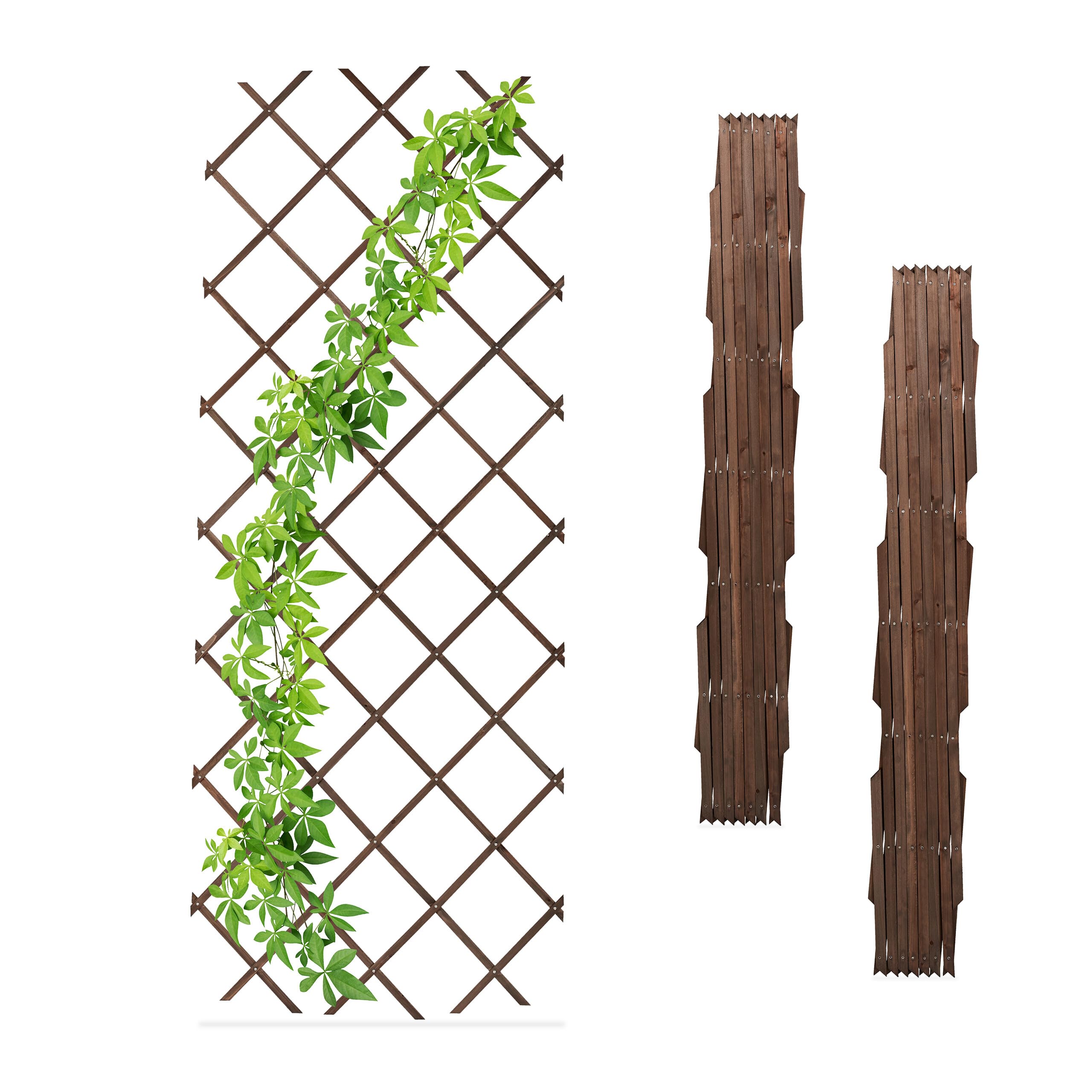 Relaxdays Tuteur à tomates en Lot de 3, Extensible, pour Plantes grimpantes, 180 x 90 cm, pour Jardin, Balcon, Marron