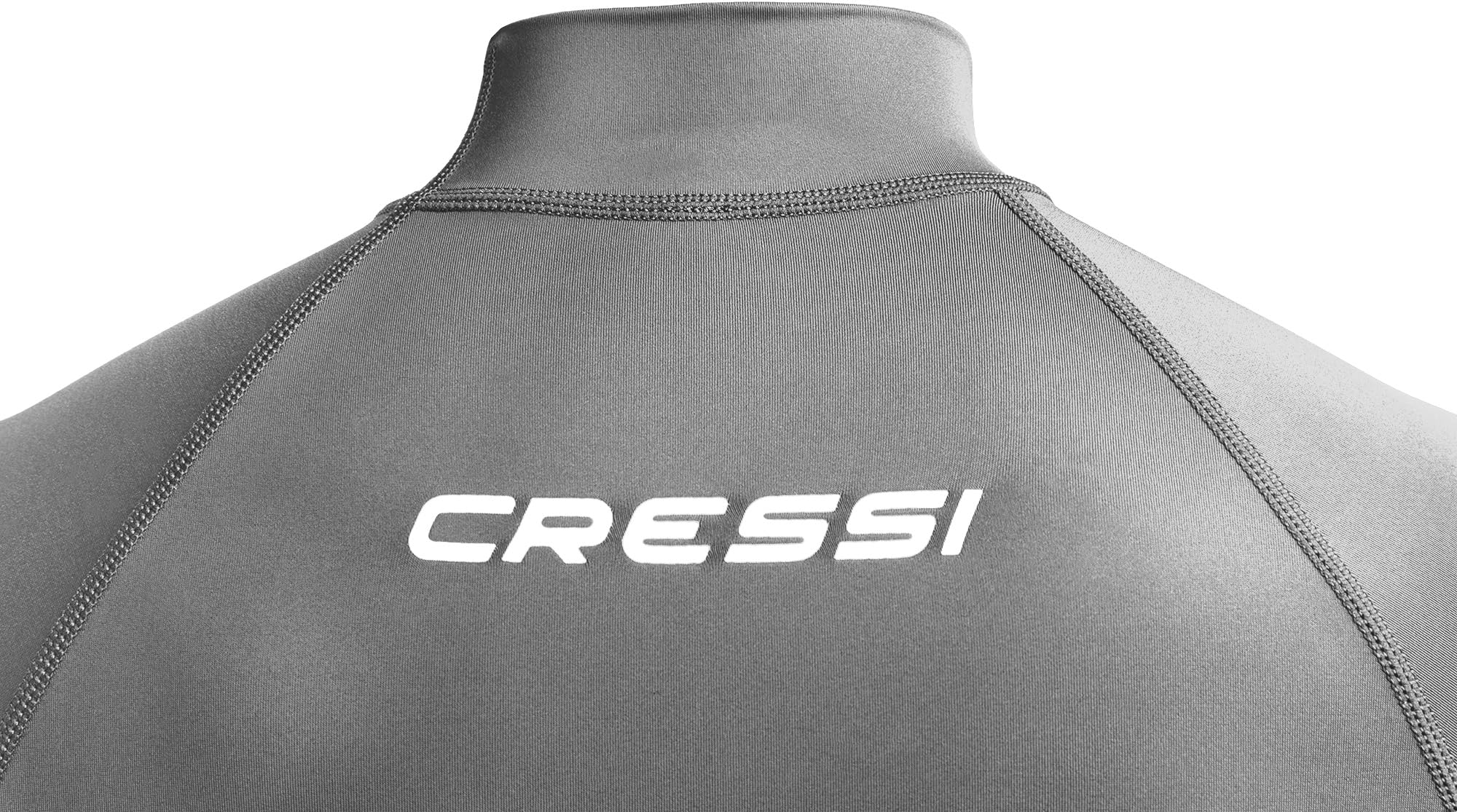 CRESSI since 1946 - Sentinel Man - Short Sleeve Rash Guard UPF 50+ Sun Protection Quick Dry Swimming, Surfing, Diving, Fishing, Beach, Pool and Water Sports - Grey/White - L/4 - Men's