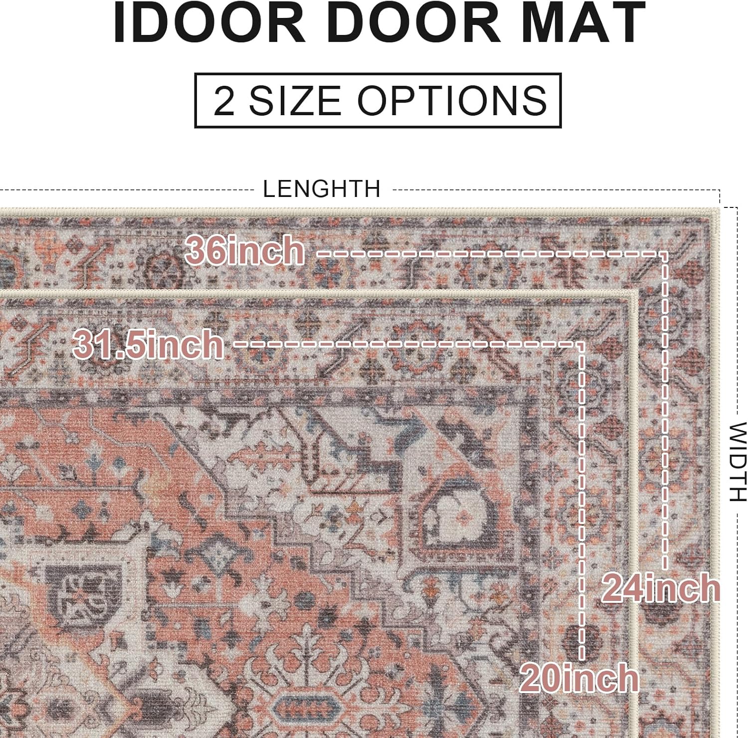 Collive Washable 2x3 Small Rug, Non Slip Retro Door Mat Indoor Entrance, Quick Absorbent Floor Welcome Front Indoor Door Mat, Rugs for Entrayway Doormats for Kitchen Home Patio