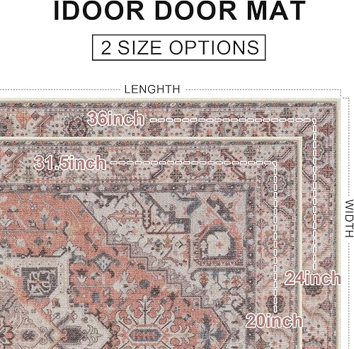 Miniatura 174 de Collive Tapete lavable para interiores, tapete retro antideslizante de 20 x 32 pulgadas, alfombra de entrada de absorción rápida, tapete de entrada