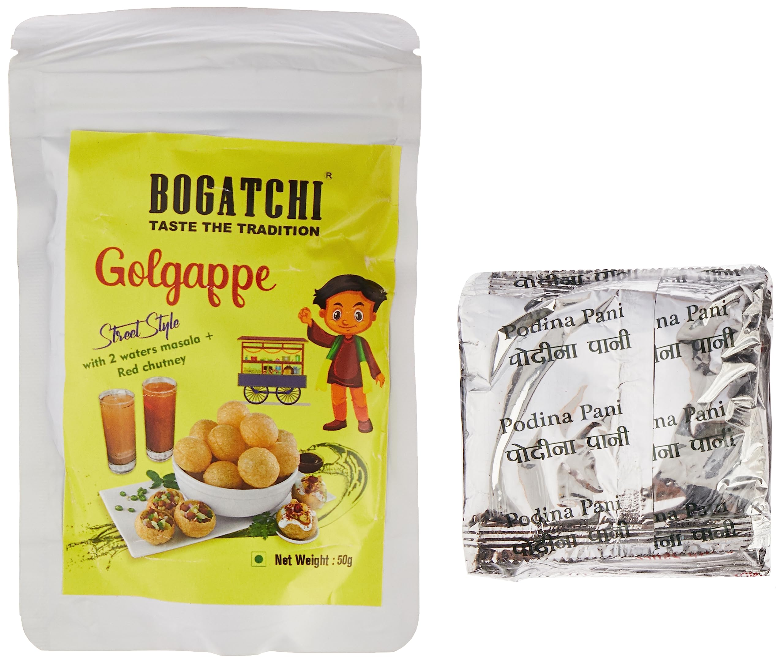 BOGATCHI Pani puri kit - pani puri pellets + 2 pani powders and chutney | pani puri packet ready to eat | pani puri papad - Golgappe Packet Readymade |Golgappa Pani Poori Papad - Mini Kit - 2 x 50g (B09S3TZP51) Amazon Price History, Amazon Price Tracker