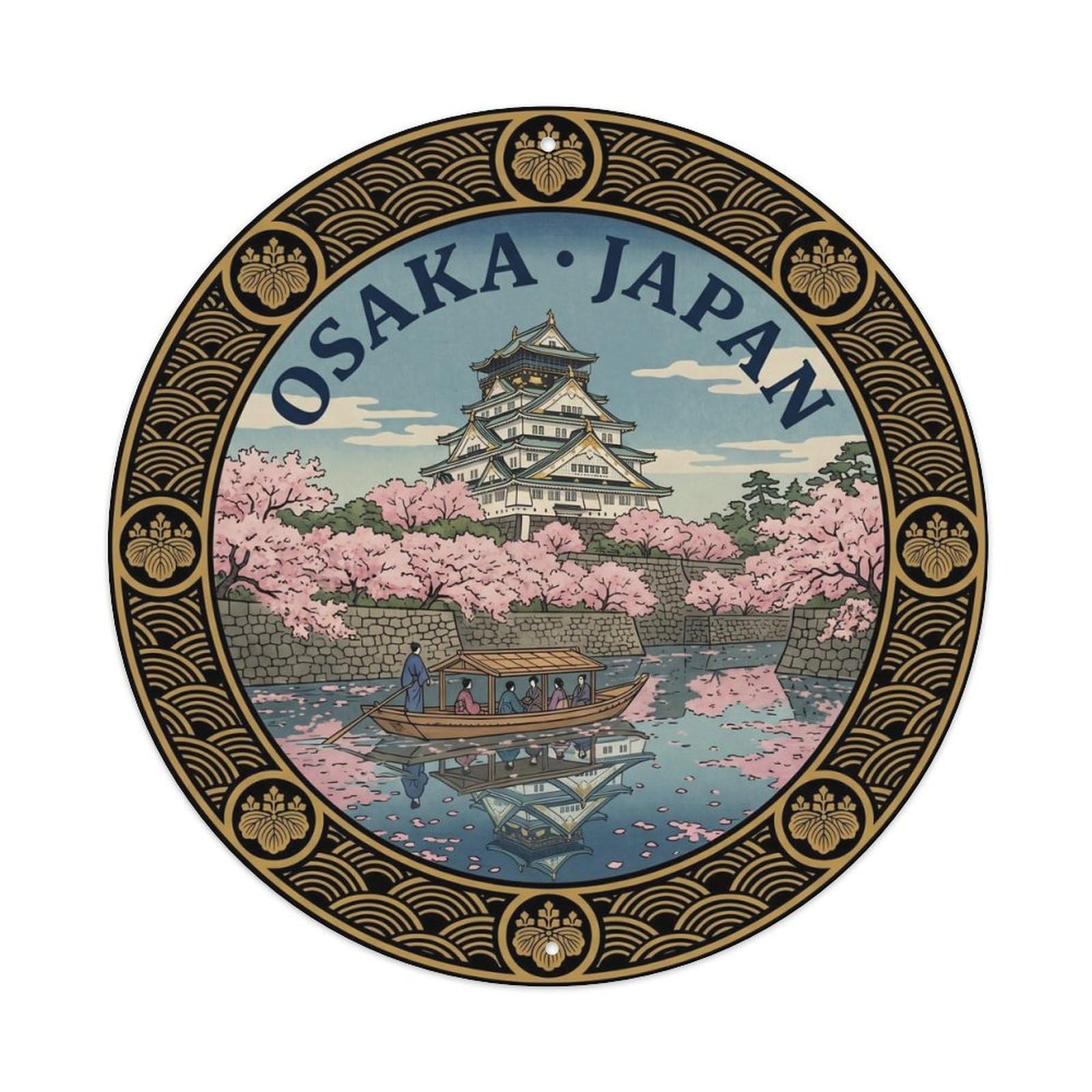 Osaka Castle Cherry Blossom Moat Japan Travel Shrine Metal Tin Sign