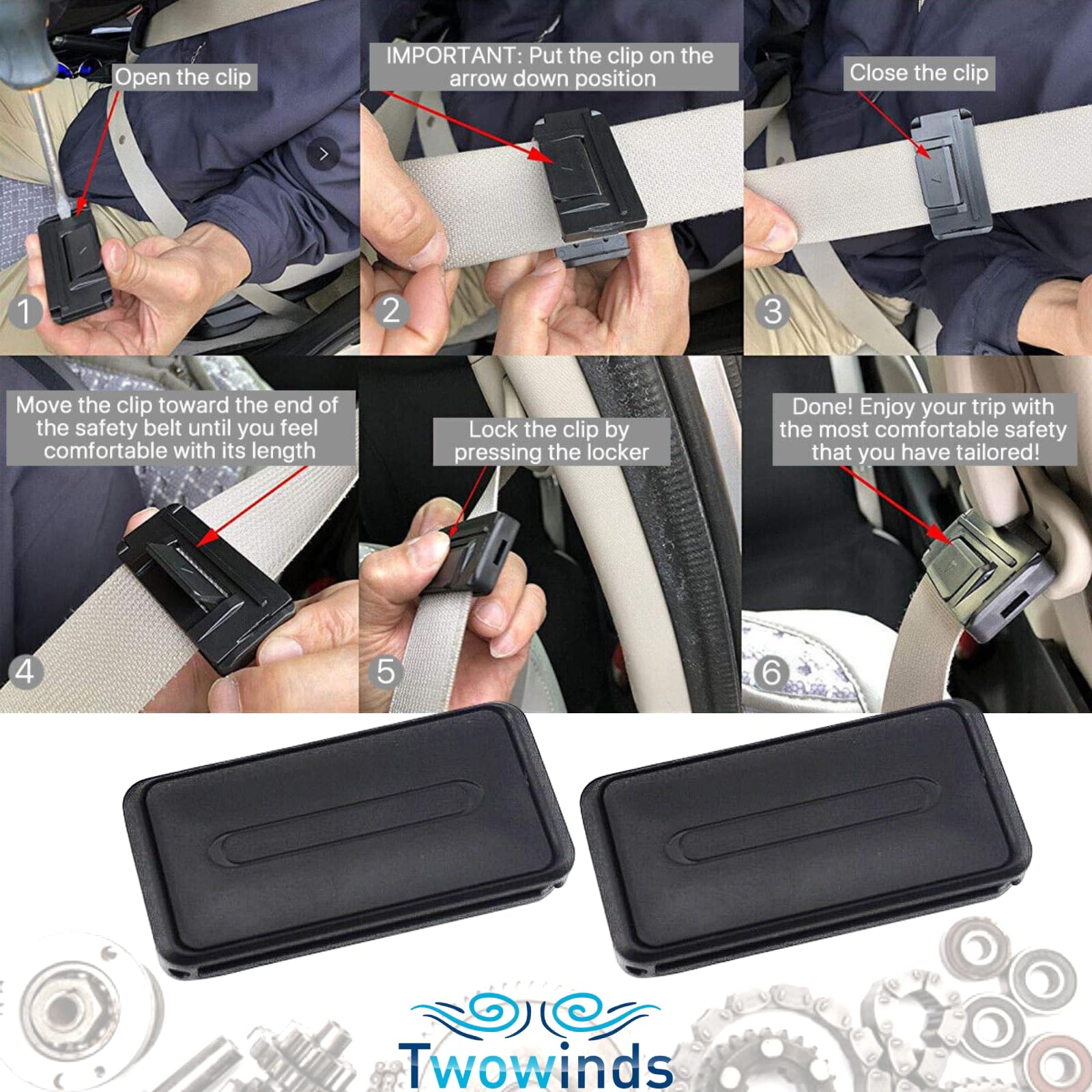 Set 4 Clip Regolabili Per Cinture Di Sicurezza Auto – Larghezza 53 Mm, In PP Resistente, Nero
