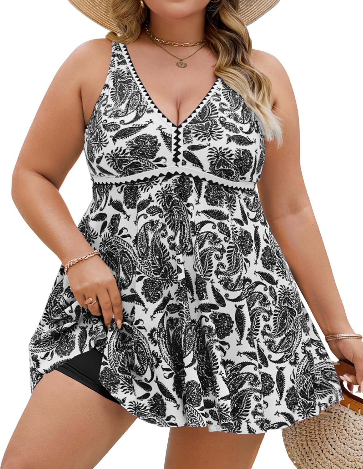 Jolefille Plus Size Tankini Swimsuits for Women 2 Piece Tummy Control Modest Bathing Suits Bikini Swim Dress with Shorts 2026