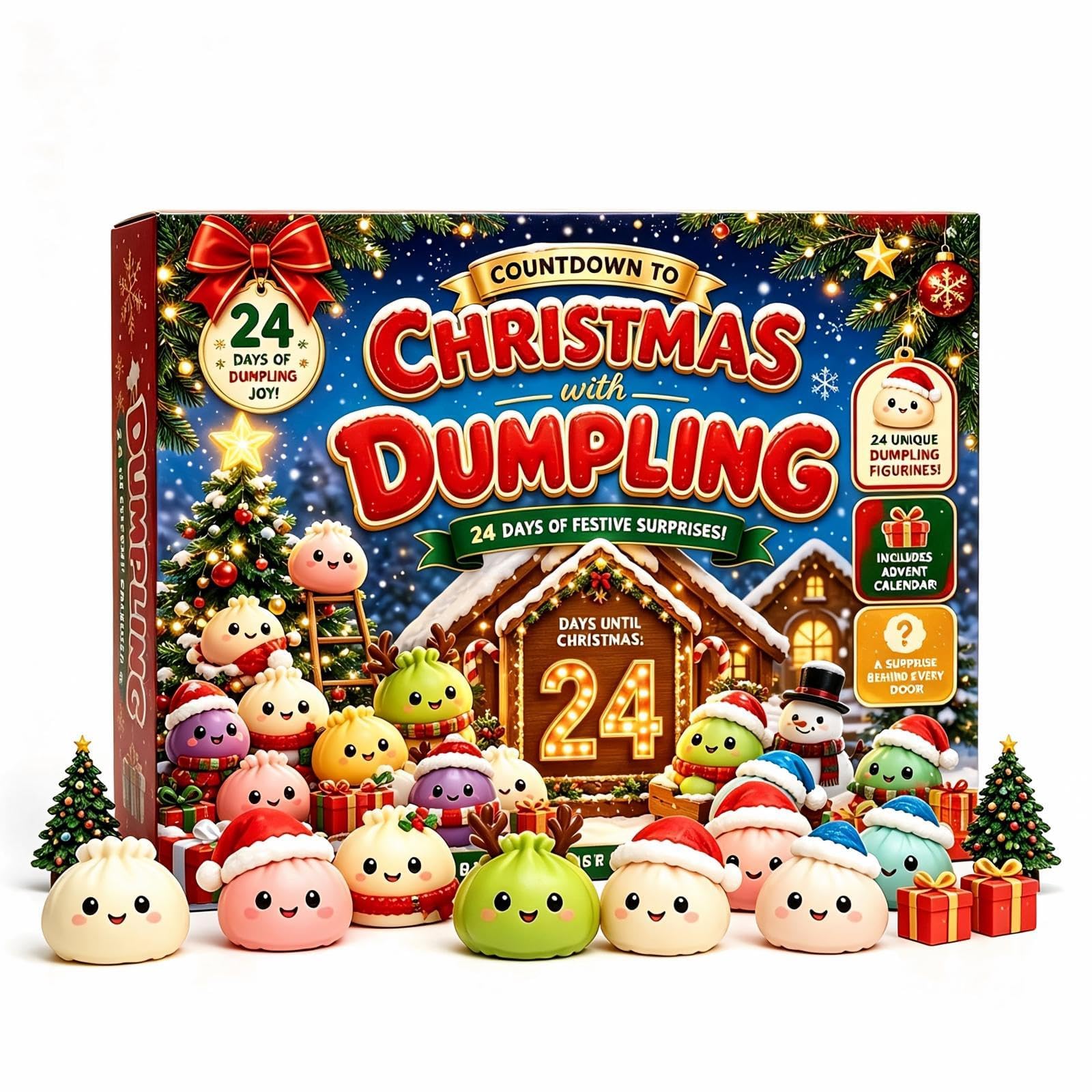 Christmas Calendar, 24 Days Dumpling Squishies Toys Countdown Calendar