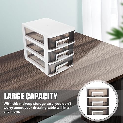 Miniatura 6 de BESPORTBLE 3 cajones de almacenamiento de plástico, organizador de almacenamiento de cajones, marco blanco con cajones transparentes