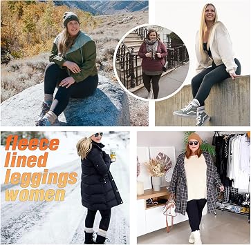 we fleece 3 Pack Plus Size Fleece Lined Leggings for Women