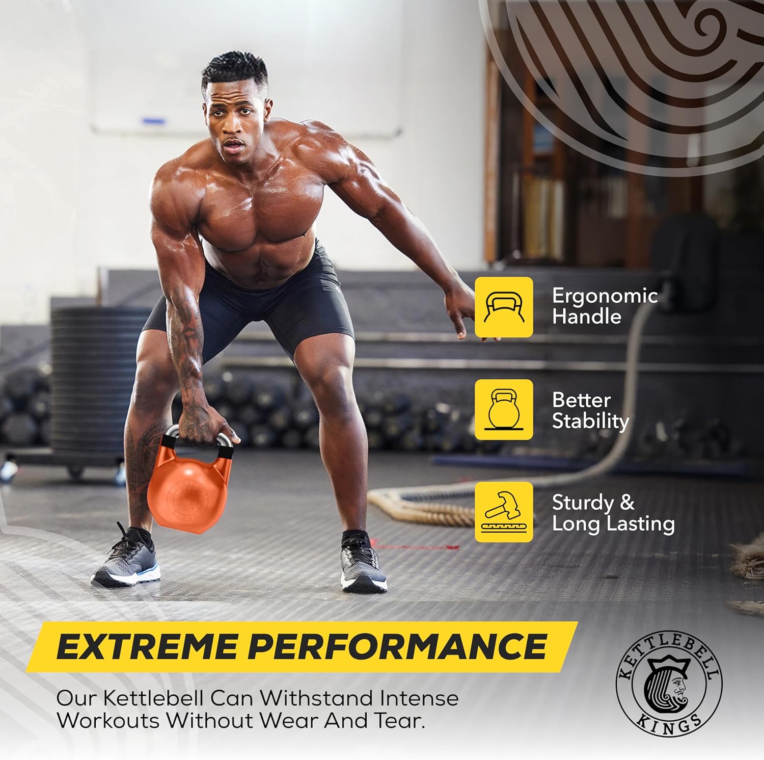 Kettlebell Kings Competition Kettlebells Weight (35mm handle) 8-48 KG | Hand weights Workout Gym Equipment & Strength training sets for Women & Men for Home Gym | Suitable for High Repetition Workouts