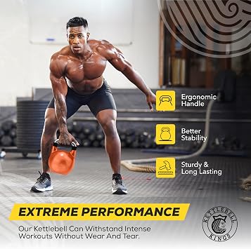 Kettlebell Kings Competition Kettlebells Weight (35mm handle) 8-48 KG | Hand weights Workout Gym Equipment & Strength training sets for Women & Men for Home Gym | Suitable for High Repetition Workouts