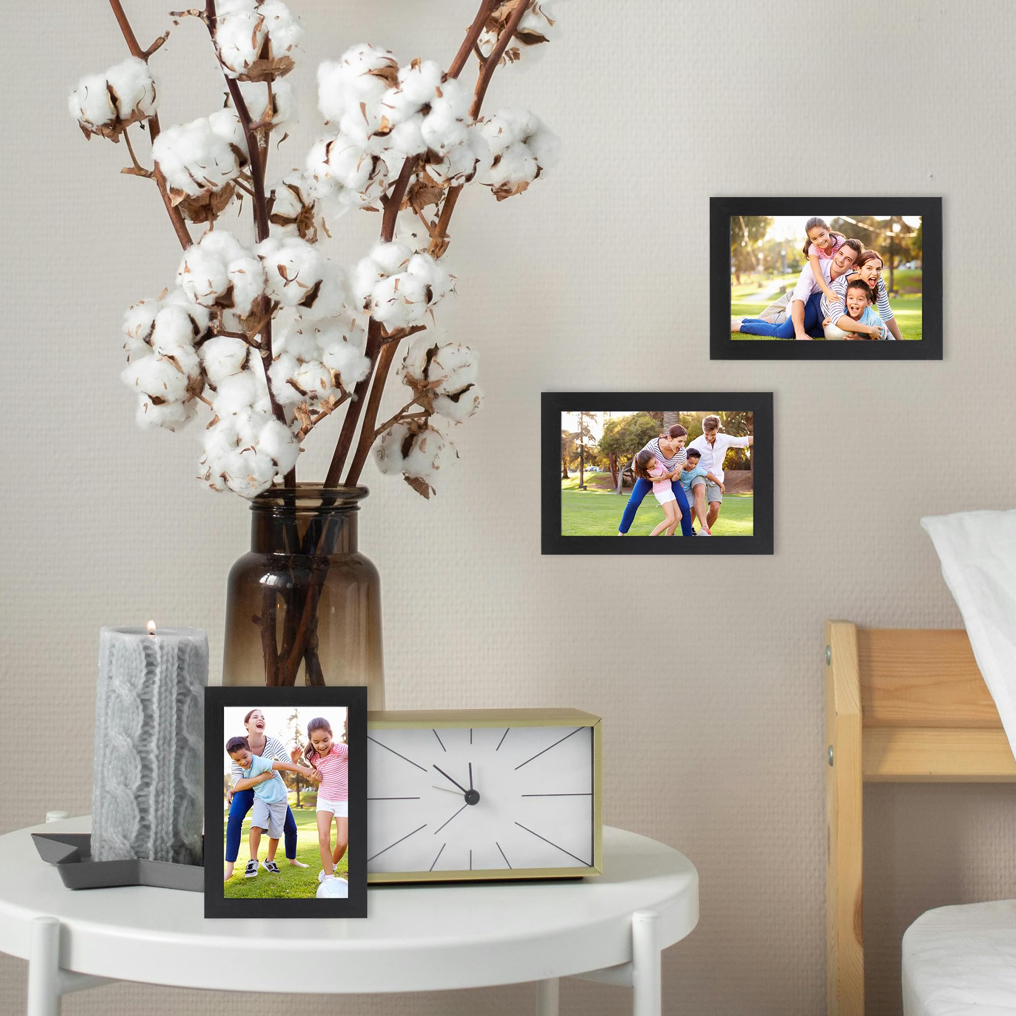 KAIWIN Black 6x4 Inch Picture Frames Set of 3, with Acrylic Glass for Table Top Display and Wall Mounting Photo Frame - Image 3