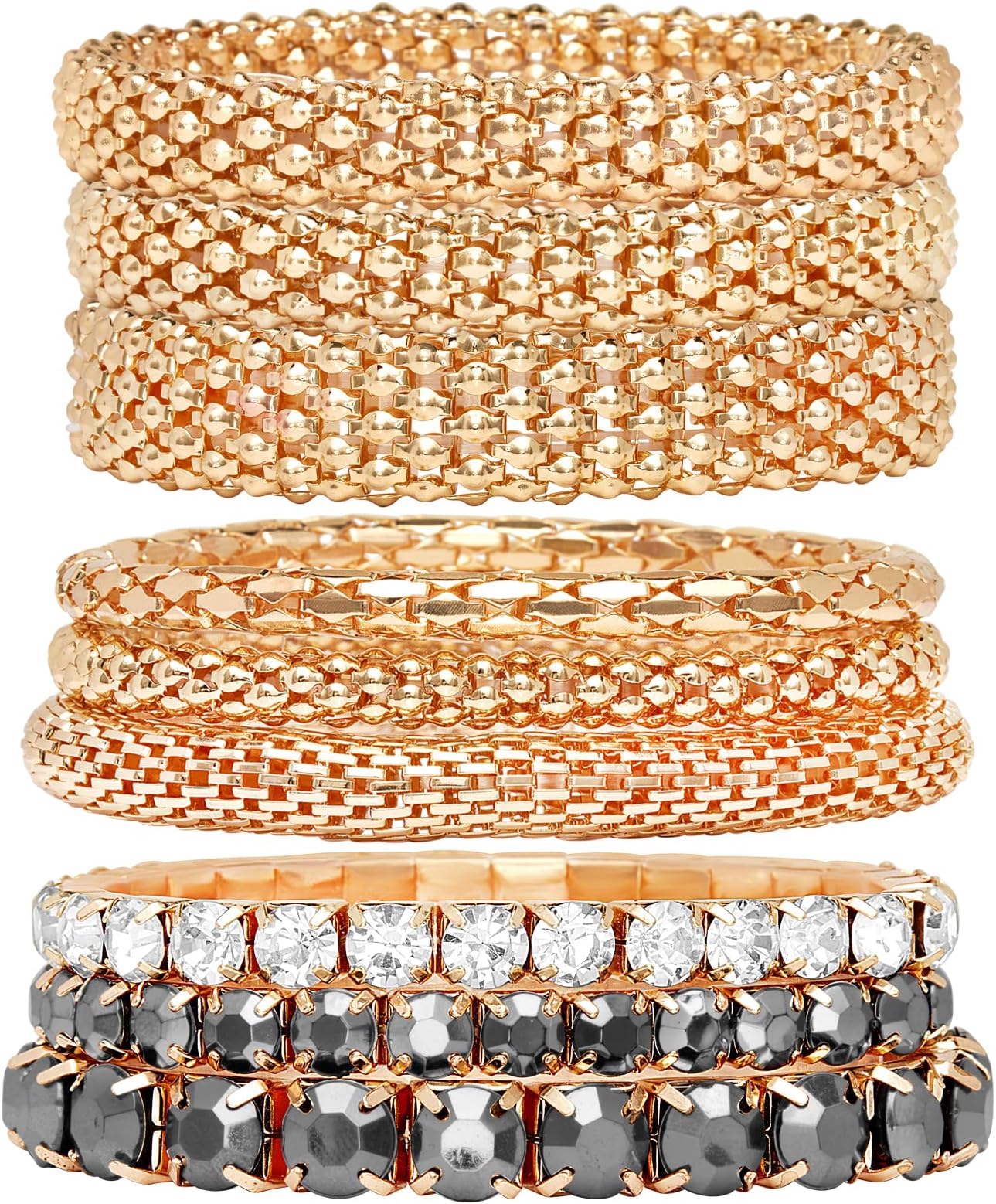 Women's Bracelet - Stackable Stretch Layered Crystal Snake Panther Link Mesh Bangle Tennis Bracelet