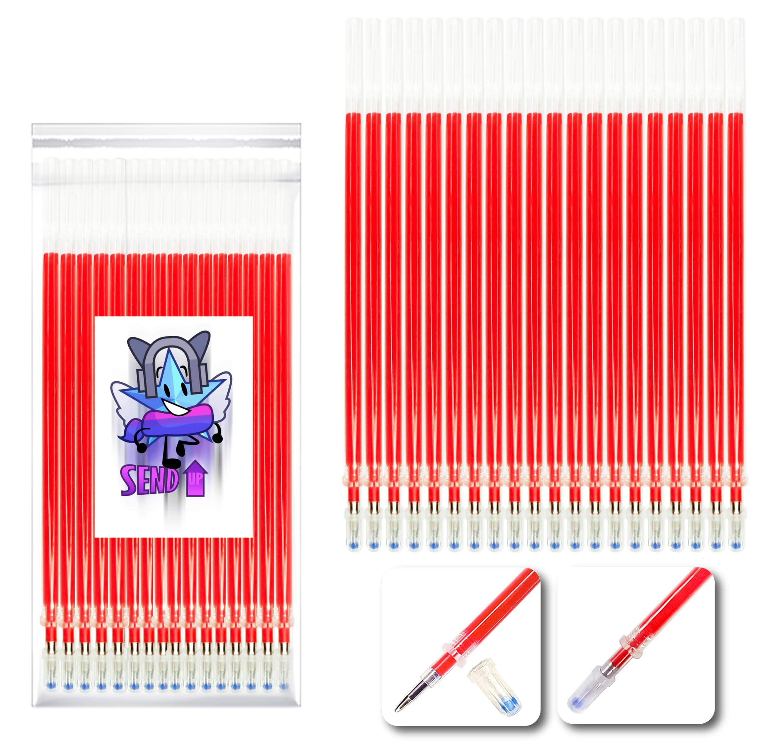 30 Ricariche Per Penna Gel Cancellabile Termica - Punta 0,5 Mm, Inchiostro Rosso, Compatibili Legami, Per Scuola E Ufficio - 5