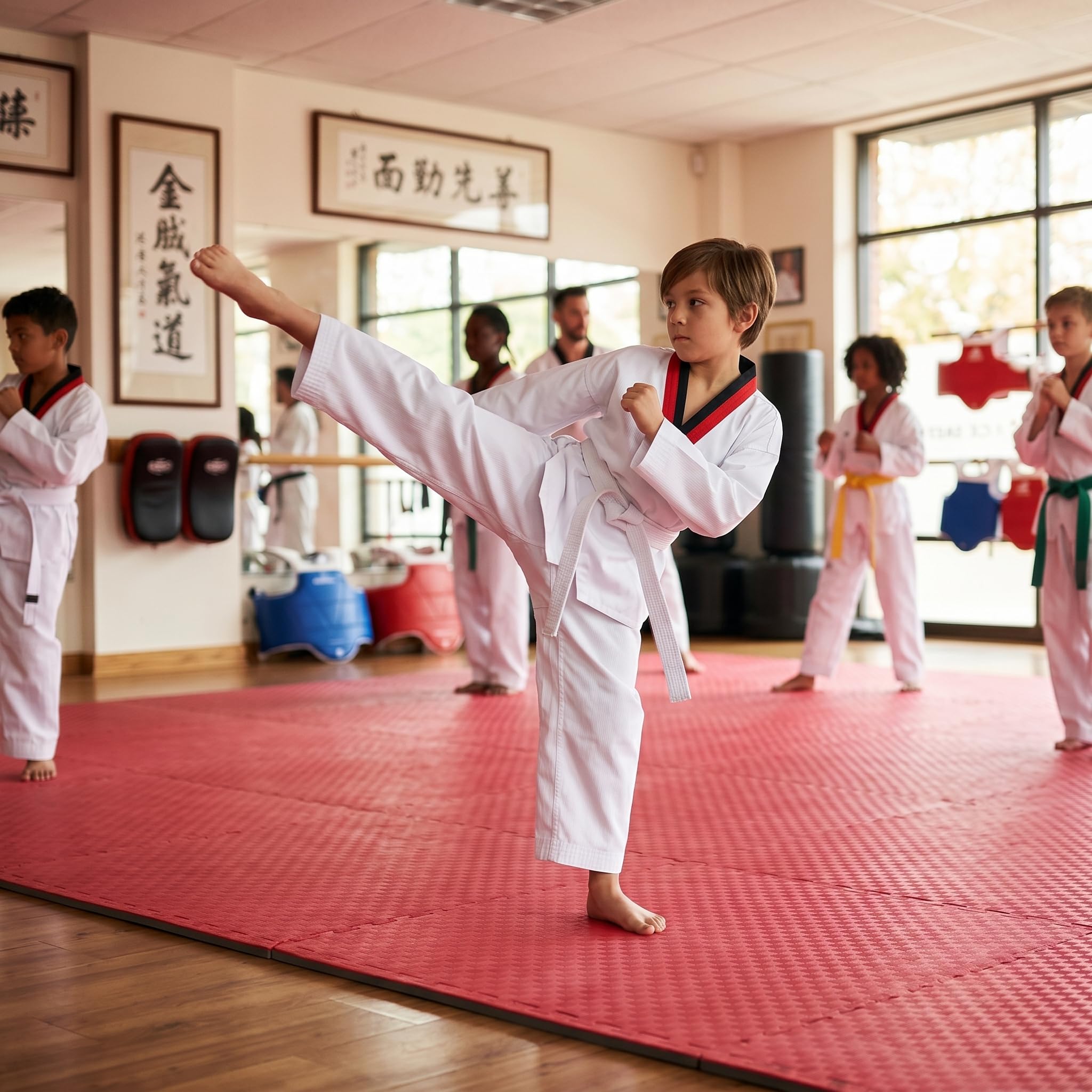 VGEBY Traje de Taekwondo Dobok Uniforme de Entrenamiento de Taekwondo Resistente y Cómodo y Transpirable para Niños de Altura 136-146 Cm