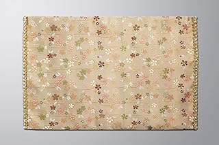 経机マット 経机掛 桜柄 防炎加工 経机敷物 経机 仏壇マット 仏壇机 防炎防火 (18号, 白茶フチつき)京仏壇いせむら 別寸法・色ございます