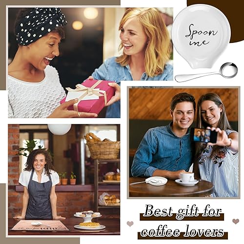 Miniatura 7 de Skyley Juego de 3 piezas de soporte para cucharas de café, estilo rústico, soporte para cucharaditas de granja, bandeja divertida, accesorios de