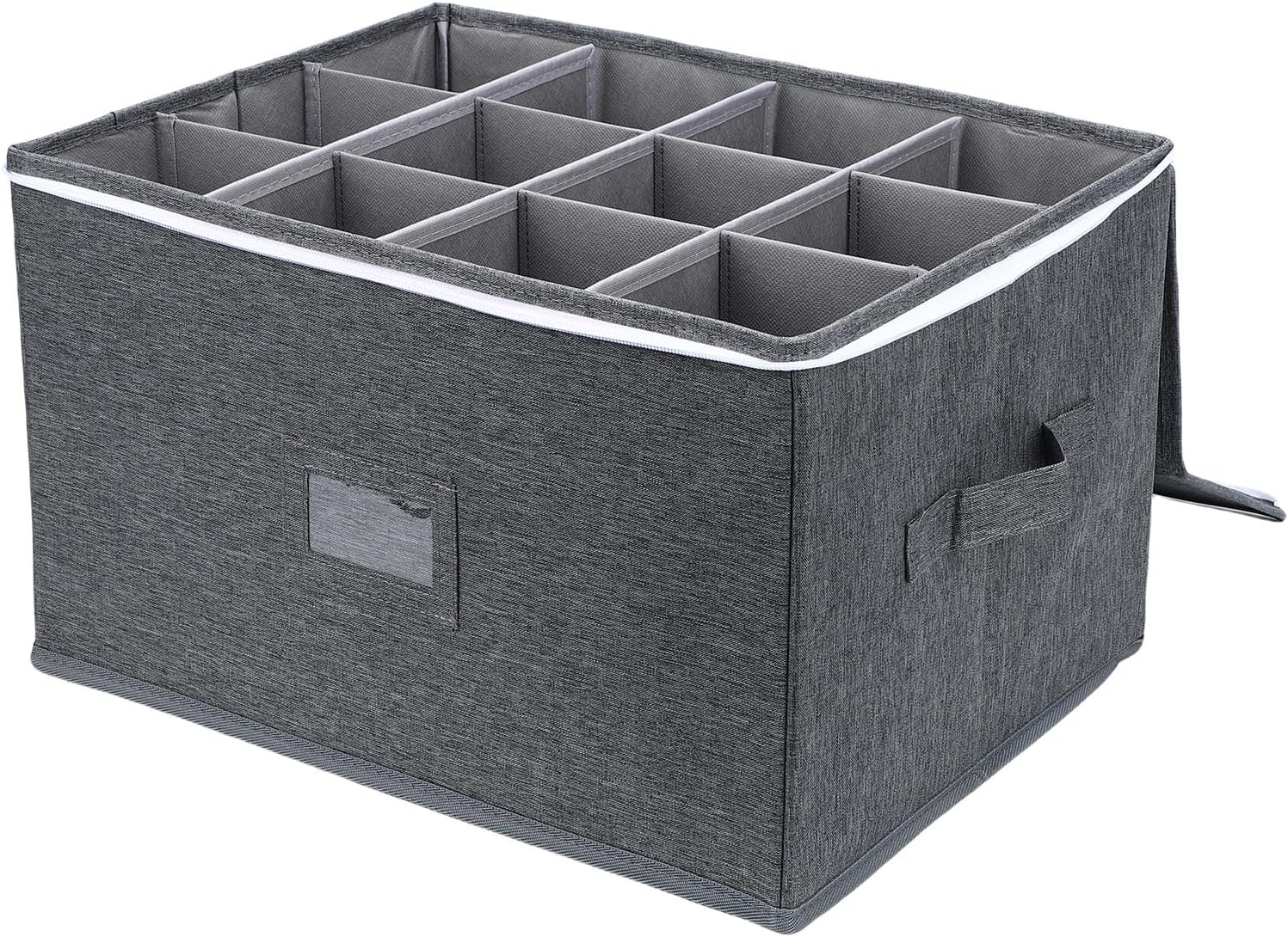 Zerodis Stemware Storage Container Stemware Storage Cases Box Tall Crystal Glasses Container Cases with Dividers 12 Glasses Moving Supplies Hard Top and Stackable