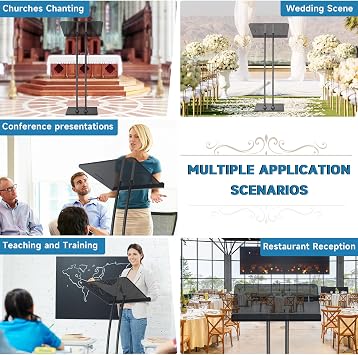 Acrylic Podium with Iron Stable Base & Pen Slot, Black Pulpit Lectern with 10mm Thickened Acrylic Reading Platform, Podium Stand for Church, Lecture, Wedding, Classroom(16 