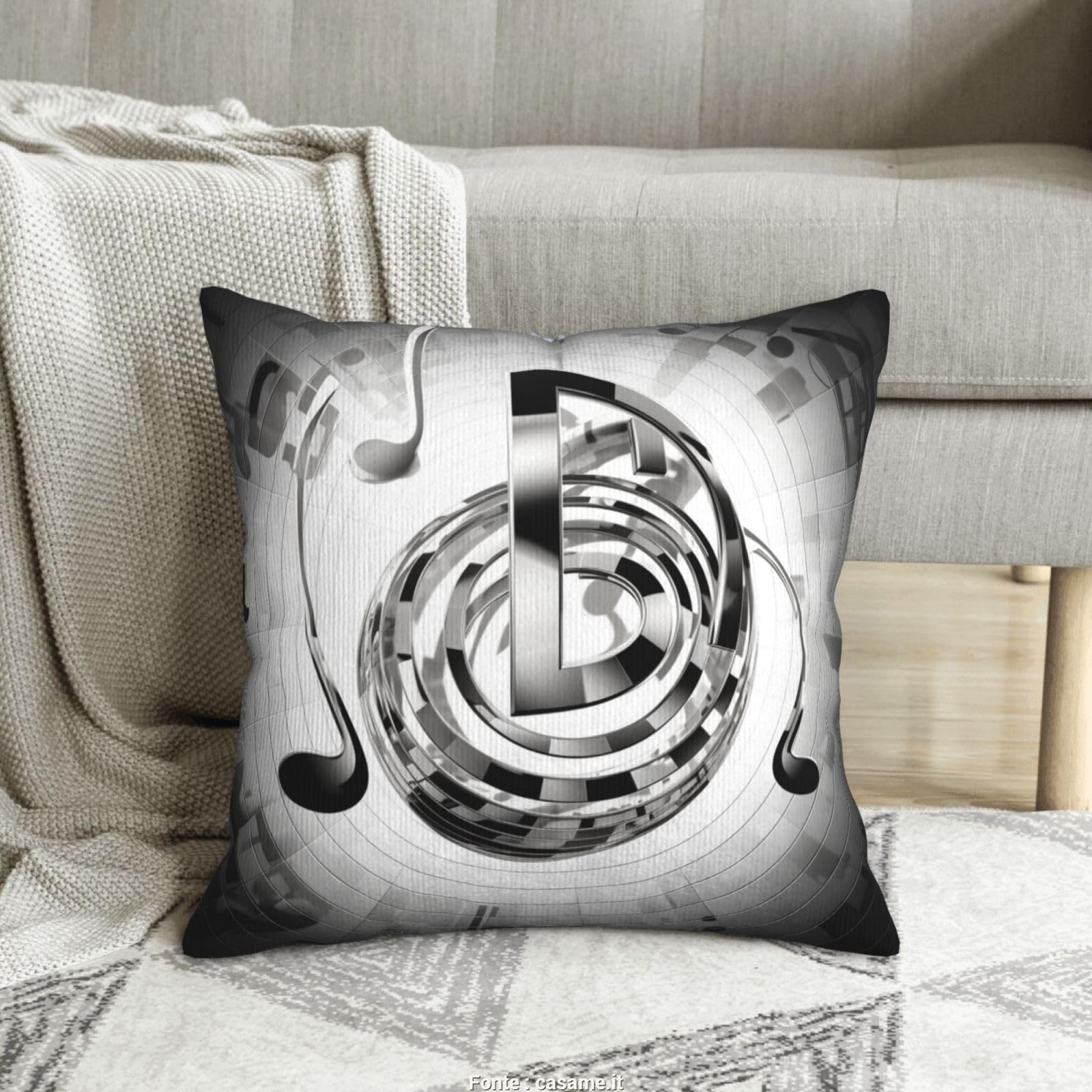 Housse de coussin en velours côtelé musique 50x50 cm pour canapé