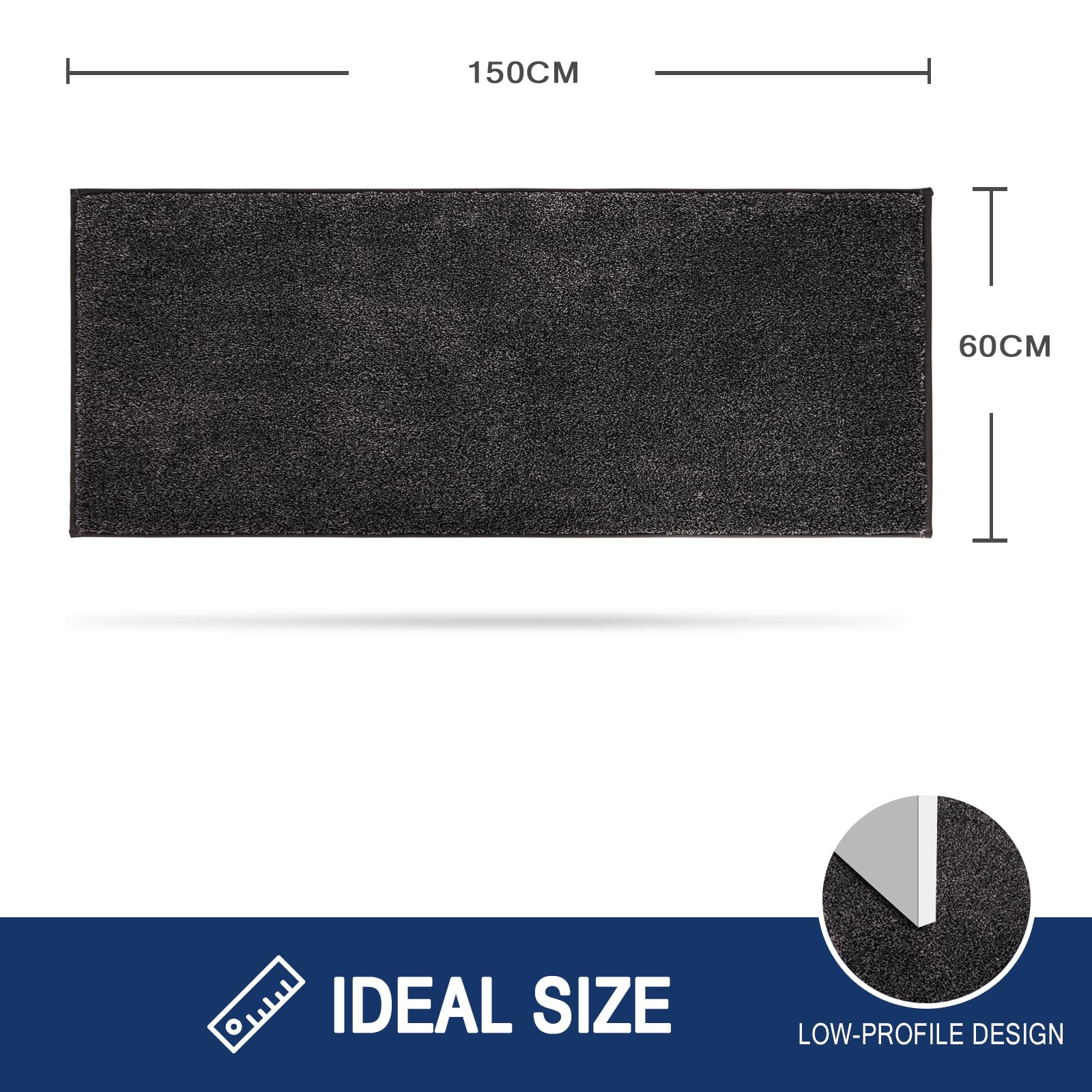 FCSDETAIL Zerbino Interno Lungo 60 x 150 cm, Tappetino Antiscivolo e Lavabile in Lavatrice, Tappetino d'Ingresso Assorbenti per Cane, Ingresso, Porta, Corridoio, Cucina