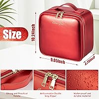 Vista 3 de Estuche de maquillaje de viaje Extrei Gent con espejo, luz LED, 3 niveles de brillo ajustable, bolsa de cosméticos portátil, partición ajustable