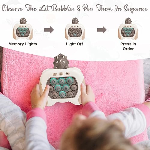 Miniatura 6 de Triceratops - Juego de burbujas para apretar rápido, juguetes para ansiedad profesionales para niños y adultos, juego de mano, máquina de juego de